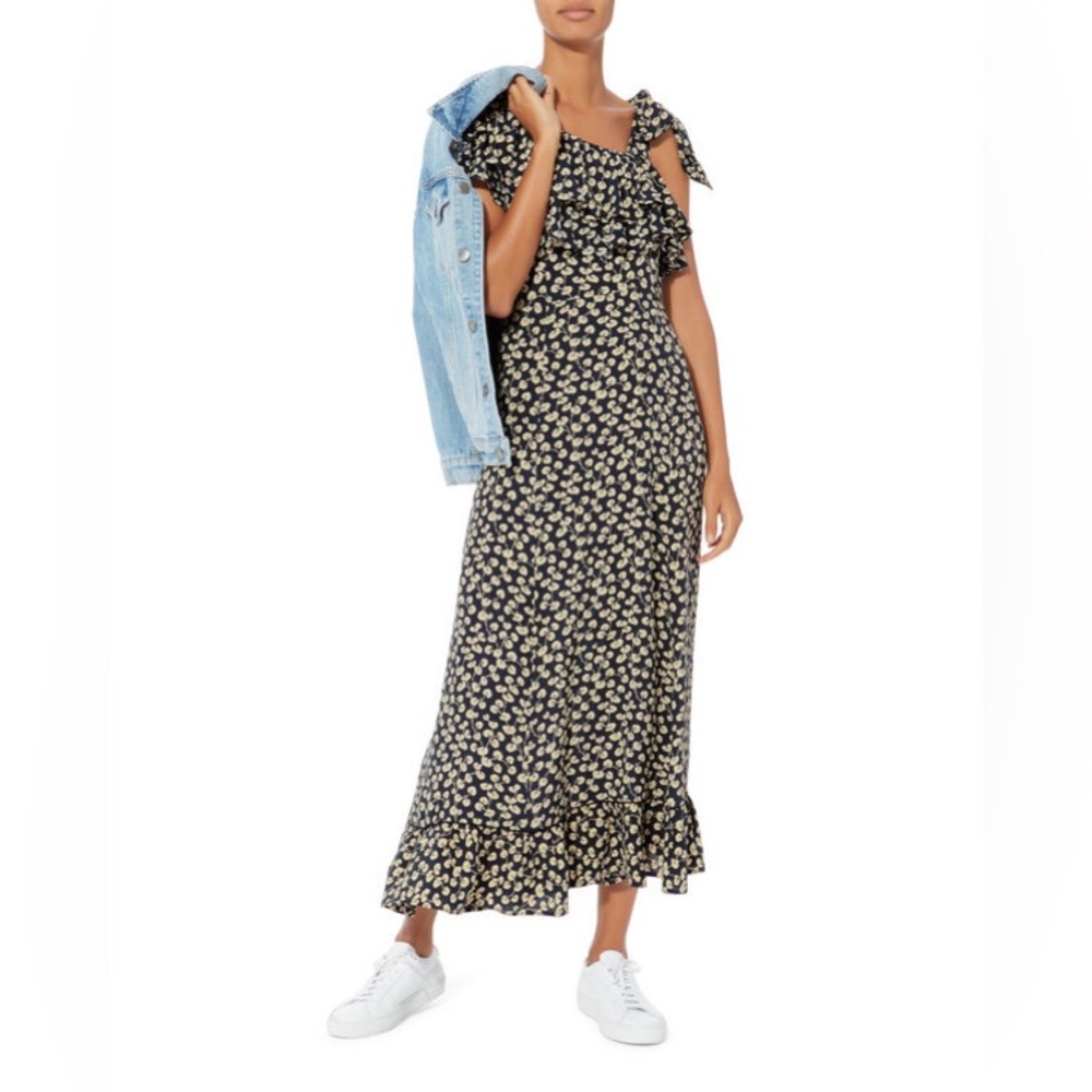 Ganni Flirty Maxi Floral Dress Sz US 12 XL